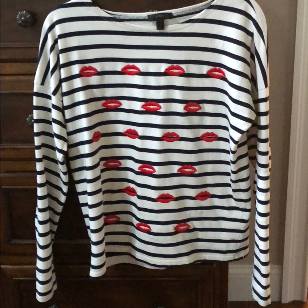 Jcrew “lips stripe top” Size S